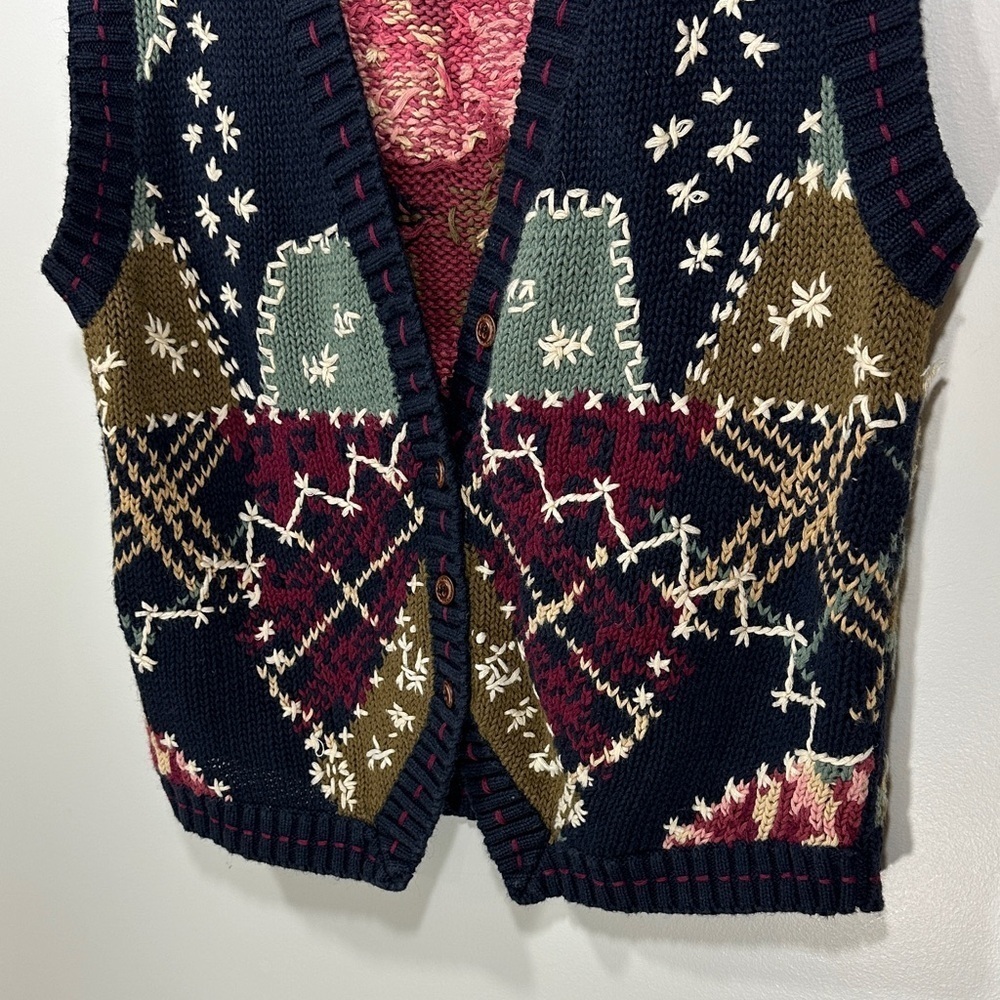 Cambridge Country Store  Dry Goods Multicolor Patchwork Knit Vest Size Medium - Picture 4 of 8